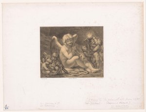 Amor és putti élesíti nyilaikat Les Préparatifs de la guerre alkotó: Julien Leopold Boilly