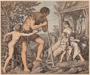 Ádám és Éva a bűnbeesés után, Teremtés könyve, III. alkotó: Julius (after) Schnorr von Carolsfeld