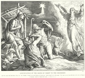 Krisztus születésének hirdetése a pásztoroknak (metszet) alkotó: Julius (after) Schnorr von Carolsfeld