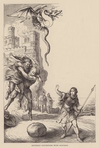 Brunhild küzd Guntherrel (metszet) alkotó: Julius (after) Schnorr von Carolsfeld