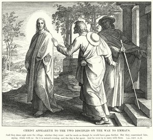 Krisztus megjelenik a két tanítványnak az emmausi úton (metszet) alkotó: Julius (after) Schnorr von Carolsfeld