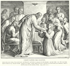Krisztus megeszi a húsvétot (metszet) alkotó: Julius (after) Schnorr von Carolsfeld