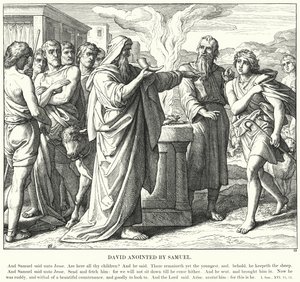 Sámuel által felkent Dávid (metszet) alkotó: Julius (after) Schnorr von Carolsfeld