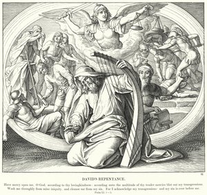 Dávid bűnbánata (metszet) alkotó: Julius (after) Schnorr von Carolsfeld