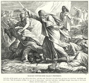 Illés Meggyőz Baal prófétái (metszet) alkotó: Julius (after) Schnorr von Carolsfeld