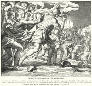 Gedeon győzelme a midianiták felett (metszet) alkotó: Julius (after) Schnorr von Carolsfeld