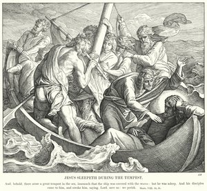 Jézus alszik a vihar alatt (metszet) alkotó: Julius (after) Schnorr von Carolsfeld