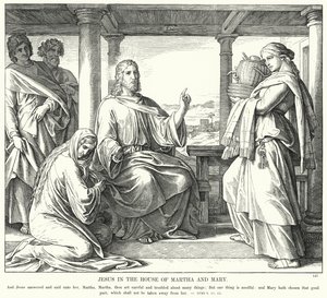 Jézus Márta és Mária házában (metszet) alkotó: Julius (after) Schnorr von Carolsfeld