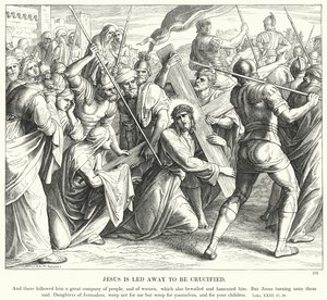 Jézust elvezetik, hogy keresztre feszítsék (metszet) alkotó: Julius (after) Schnorr von Carolsfeld