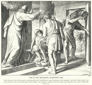 Jób gyászában, áldja Istent (metszet) alkotó: Julius (after) Schnorr von Carolsfeld