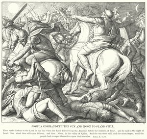 Joshua megparancsolja a Napnak és a Holdnak, hogy álljanak meg (metszet) alkotó: Julius (after) Schnorr von Carolsfeld