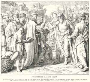 Melkizedek Blesseth Ábrám (metszet) alkotó: Julius (after) Schnorr von Carolsfeld