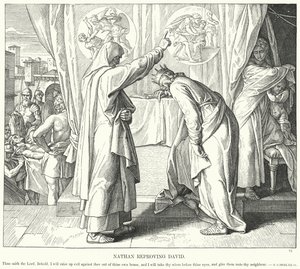 Nathan Reproving David (metszet) alkotó: Julius (after) Schnorr von Carolsfeld