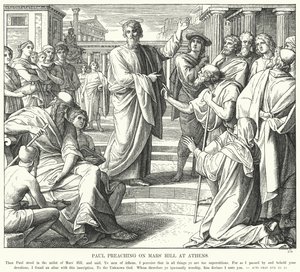 Pál prédikál a Mars-dombon Athénban (metszet) alkotó: Julius (after) Schnorr von Carolsfeld