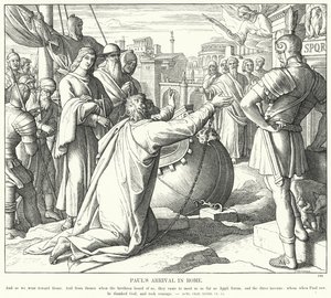 Pál érkezése Rómába (metszet) alkotó: Julius (after) Schnorr von Carolsfeld