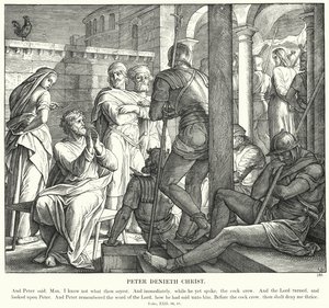 Péter tagadja Krisztust (metszet) alkotó: Julius (after) Schnorr von Carolsfeld