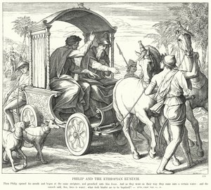 Fülöp és az etióp eunuch (metszet) alkotó: Julius (after) Schnorr von Carolsfeld
