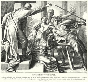 Saul féltékenysége Dávidra (metszet) alkotó: Julius (after) Schnorr von Carolsfeld