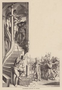 Siegfried visszatérése Wormsba (metszet) alkotó: Julius (after) Schnorr von Carolsfeld