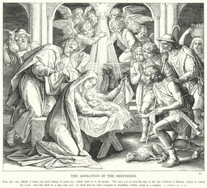 A Pásztorok imádása (metszet) alkotó: Julius (after) Schnorr von Carolsfeld