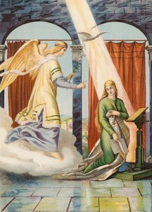 Az Annunciáció (színes litográfia) alkotó: Julius (after) Schnorr von Carolsfeld
