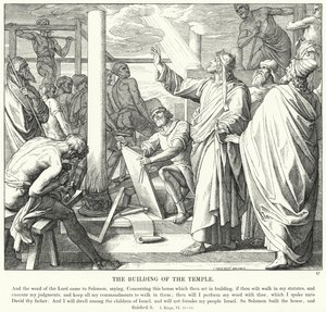 A templom építése (metszet) alkotó: Julius (after) Schnorr von Carolsfeld
