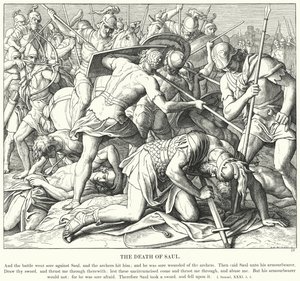 Saul halála (metszet) alkotó: Julius (after) Schnorr von Carolsfeld