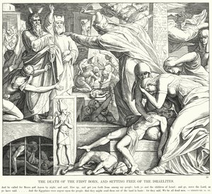 Az elsőszülött halála és az izraeliták szabadulása (metszet) alkotó: Julius (after) Schnorr von Carolsfeld