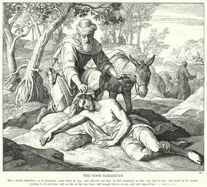 Az irgalmas szamaritánus (metszet) alkotó: Julius (after) Schnorr von Carolsfeld