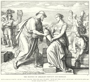 Ábrahám szolgája és Rebeka találkozása (metszet) alkotó: Julius (after) Schnorr von Carolsfeld