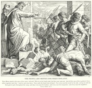 Az emberek le vannak nyűgözve bálványimádásuk miatt (metszet) alkotó: Julius (after) Schnorr von Carolsfeld