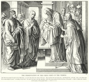 A Gyermek Jézus bemutatása a templomban (metszet) alkotó: Julius (after) Schnorr von Carolsfeld