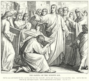 Az özvegy fiának felnevelése (metszet) alkotó: Julius (after) Schnorr von Carolsfeld