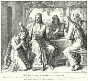 Mária Magdolna bűnei meg vannak bocsátva (metszet) alkotó: Julius (after) Schnorr von Carolsfeld