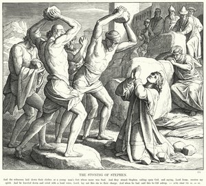 István megkövezése (metszet) alkotó: Julius (after) Schnorr von Carolsfeld