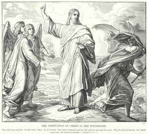 Krisztus megkísértése a pusztában (metszet) alkotó: Julius (after) Schnorr von Carolsfeld