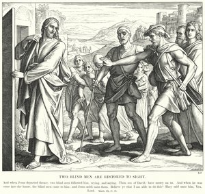 Két vak visszanyeri a látást (metszet) alkotó: Julius (after) Schnorr von Carolsfeld