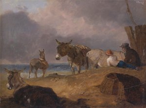 Szamarak és figurák a tengerparton alkotó: Julius Caesar Ibbetson