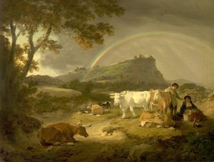 Táj, Beeston kastély, Cheshire és Rainbow, 1793 alkotó: Julius Caesar Ibbetson