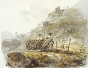 A Mallwyd melletti hegyekből való tőzegnyerés módszere, 1792 körül (akvarell, tus és ceruza, papírra) alkotó: Julius Caesar Ibbetson