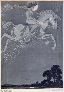 Az éjszakai vándor (színes litográfia) alkotó: Julius Diez