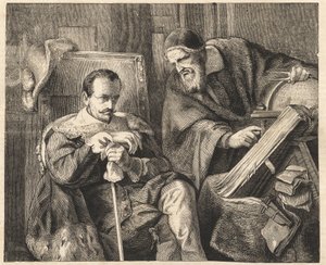 Albrecht von Wallenstein (Waldstein) (1583-1634) Giovanni Battista Seni (Seno, Zeno, Senno Zenno) (1600-1656) asztrológussal Julius Schrader festménye után alkotó: Julius Friedrich Anton (after) Schrader