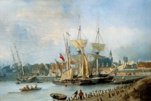 The Entrement of the Port of Dieppe Painting by Jules Hintz (1805-1862) alkotó: Julius Hintz