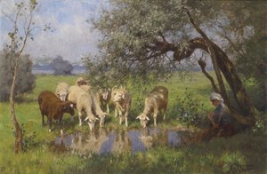 A pásztorlány pihen alkotó: Julius Hugo Bergmann