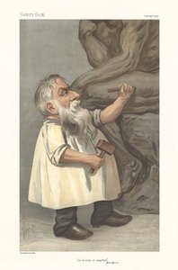 Karikatúra, amely Rodin szobrászatát mutatja be