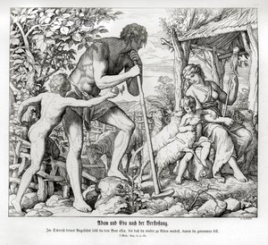 Ádám és Éva az Édenből való száműzetésük után, Genezisben alkotó: Julius Schnorr von Carolsfeld
