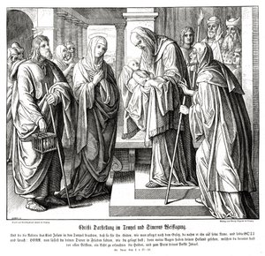 Krisztust bemutatják a templomban, Lukács evangéliuma alkotó: Julius Schnorr von Carolsfeld