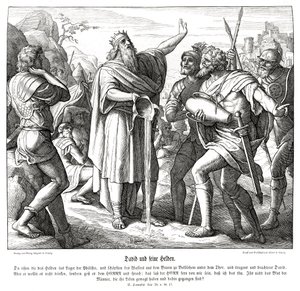 Dávid és a három hatalmas ember, 2Sámuel alkotó: Julius Schnorr von Carolsfeld