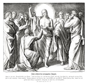 Kételkedő Tamás, János evangéliuma alkotó: Julius Schnorr von Carolsfeld