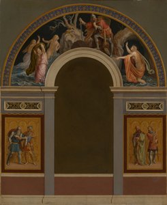 Terv a müncheni rezidencia királyi épületében lévő első Nibelung-terem bejárattal szemközti falához alkotó: Julius Schnorr von Carolsfeld